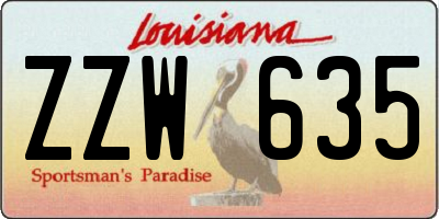 LA license plate ZZW635