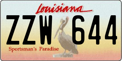 LA license plate ZZW644