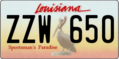 LA license plate ZZW650