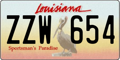 LA license plate ZZW654