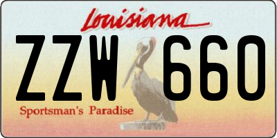 LA license plate ZZW660