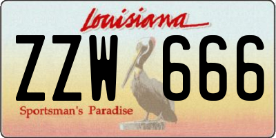 LA license plate ZZW666