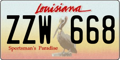 LA license plate ZZW668