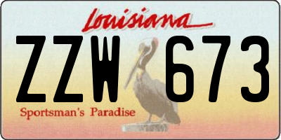 LA license plate ZZW673