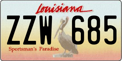 LA license plate ZZW685