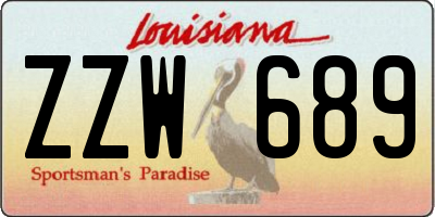 LA license plate ZZW689