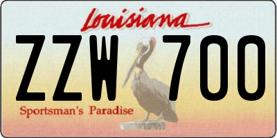 LA license plate ZZW700