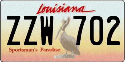 LA license plate ZZW702