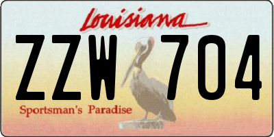 LA license plate ZZW704