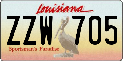 LA license plate ZZW705