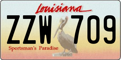 LA license plate ZZW709