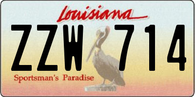 LA license plate ZZW714