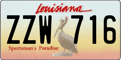 LA license plate ZZW716