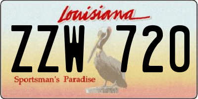 LA license plate ZZW720