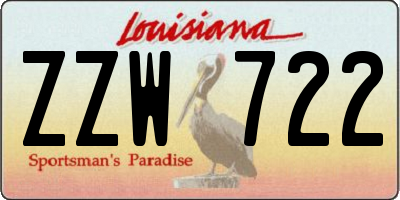 LA license plate ZZW722