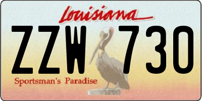 LA license plate ZZW730