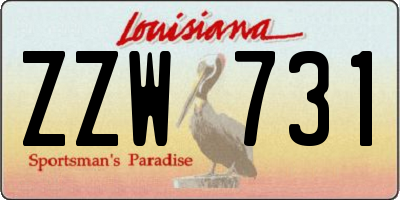 LA license plate ZZW731