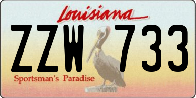 LA license plate ZZW733
