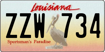 LA license plate ZZW734