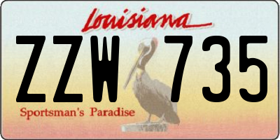 LA license plate ZZW735