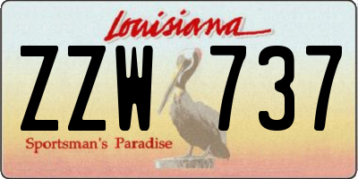 LA license plate ZZW737