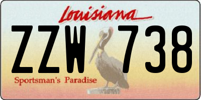 LA license plate ZZW738