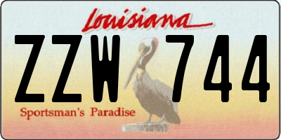 LA license plate ZZW744