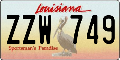 LA license plate ZZW749