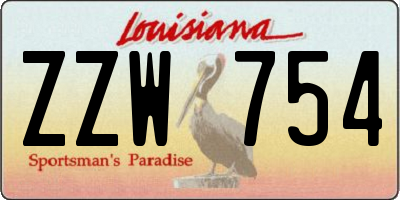 LA license plate ZZW754