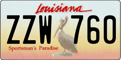 LA license plate ZZW760