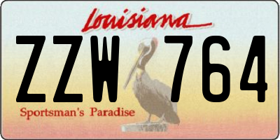 LA license plate ZZW764