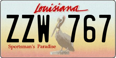 LA license plate ZZW767