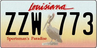 LA license plate ZZW773
