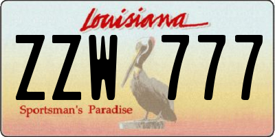 LA license plate ZZW777