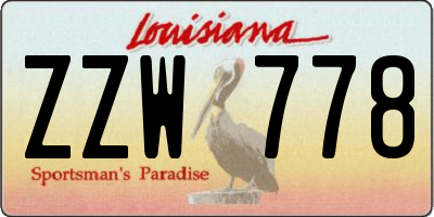 LA license plate ZZW778