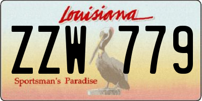 LA license plate ZZW779