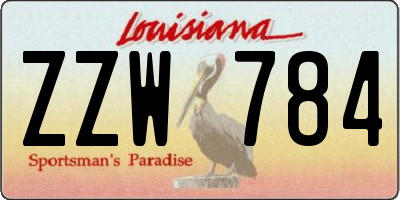 LA license plate ZZW784