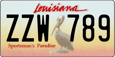 LA license plate ZZW789