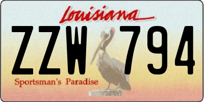 LA license plate ZZW794