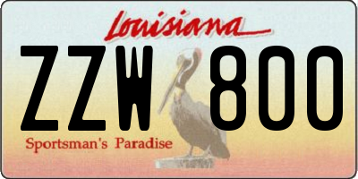 LA license plate ZZW800