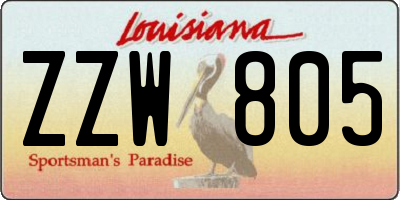 LA license plate ZZW805