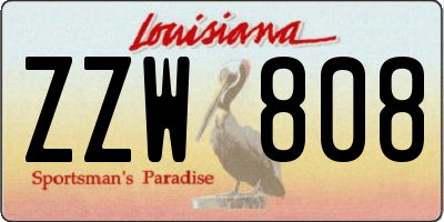 LA license plate ZZW808