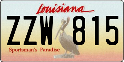 LA license plate ZZW815