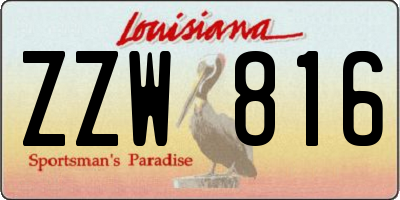 LA license plate ZZW816