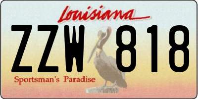 LA license plate ZZW818