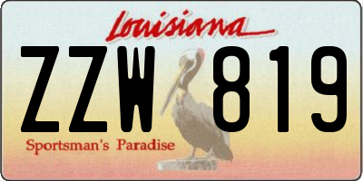 LA license plate ZZW819