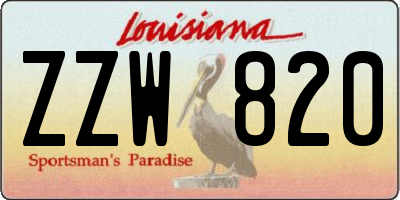 LA license plate ZZW820