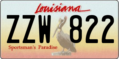 LA license plate ZZW822