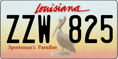 LA license plate ZZW825