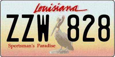LA license plate ZZW828